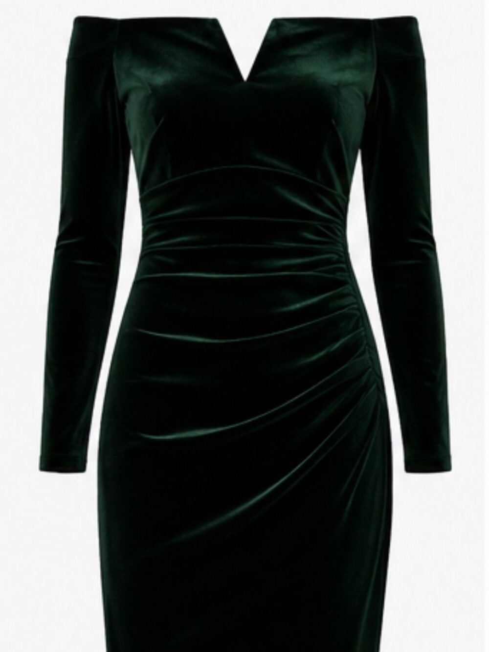 Xscape Hunter Green Velvet Off Shoulder Sheath Dress NWT Size 10 Elegant - Picture 5 of 6